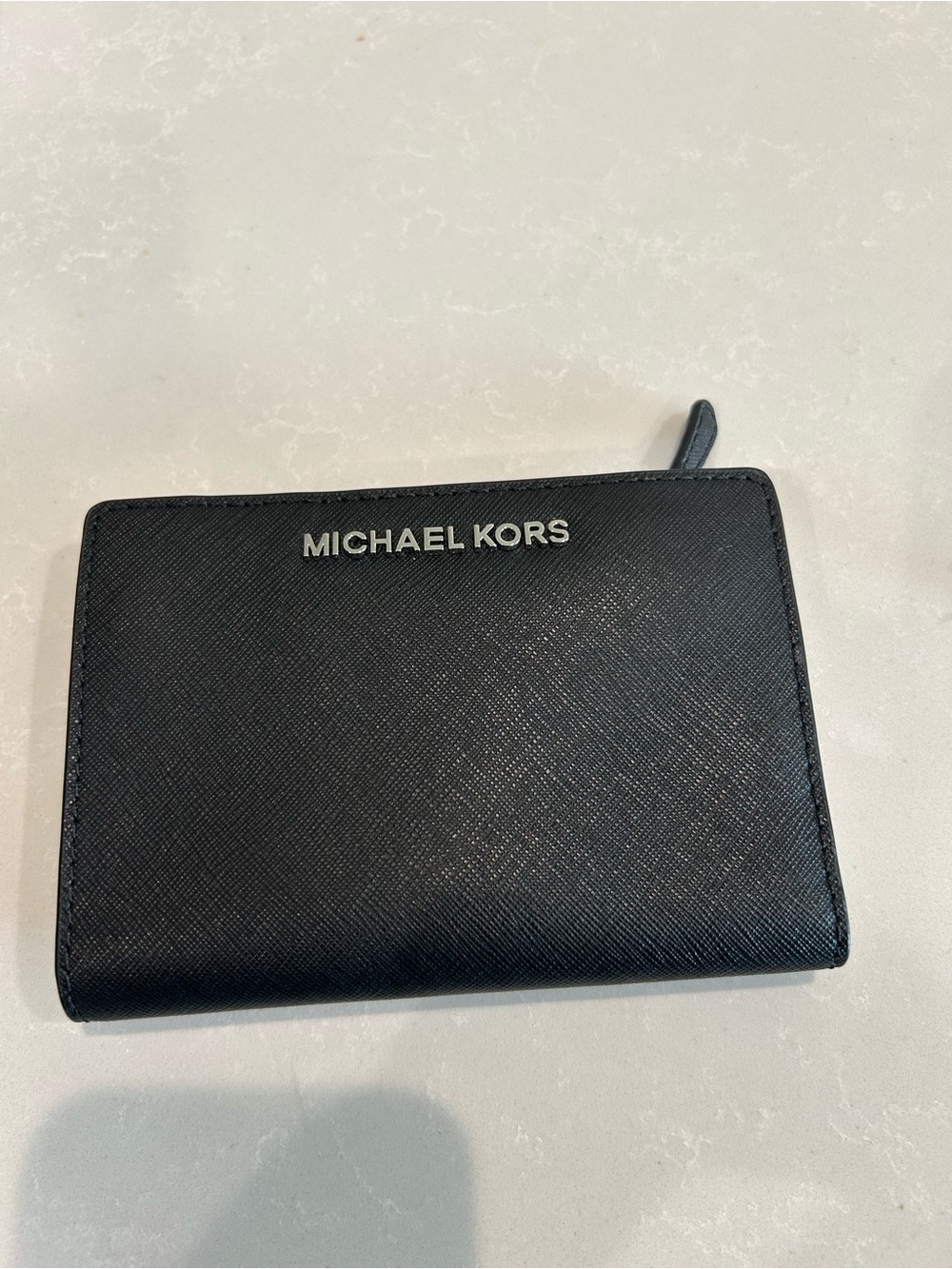 Michael Kors Black Saffiano Leather Zip Card Wallet